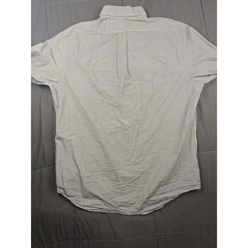 Polo Ralph Lauren Button Front Large Shirt‎ Black White Gingham Check Preppy